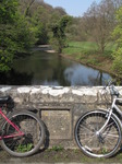 SX05283 Sign and push bikes on new bridge in Merthyr Mawr.jpg